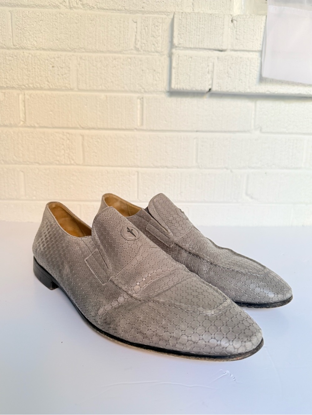 Cesare Paciotti Light Grey Suede Slip-On Loafers